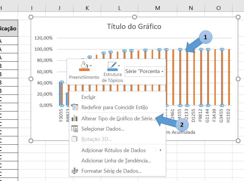 Curva ABC no Excel - Representação Gráfica 3